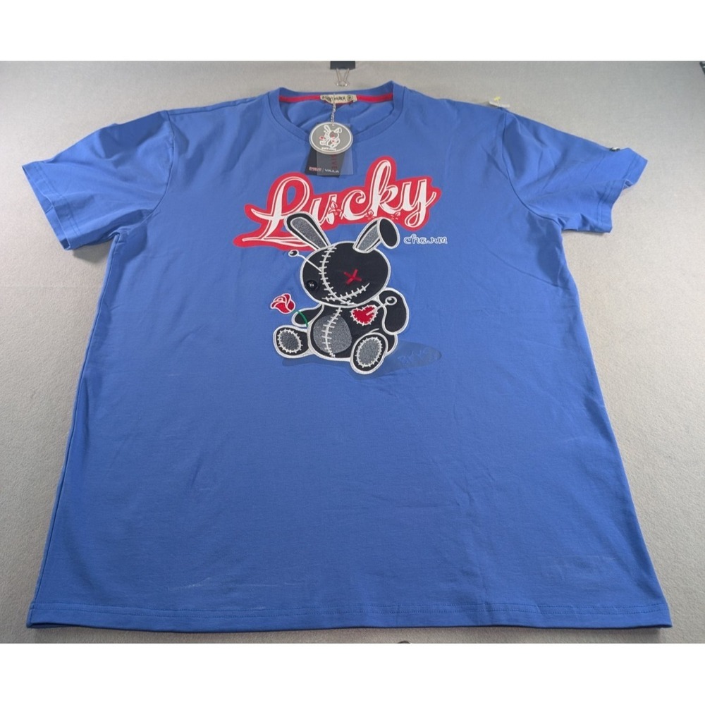 Men's Lucky Charm T Shirt with Embroidery Size XL Style # T570 Color ROYAL